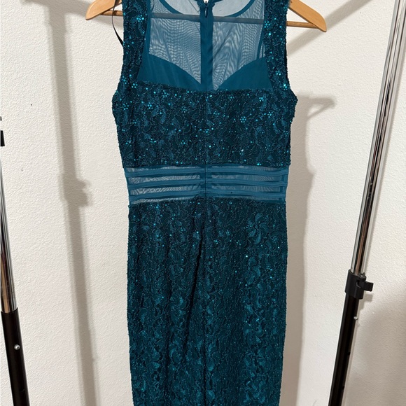 Enfocus Studio Teal Sequin Lace Midi Dress - Picture 5 of 6
